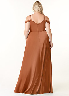 Azazie Ocean At-home Try On Dresses Rosette A-Line V-Neck Pleated Stretch Satin Dress image7