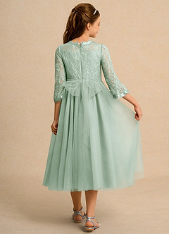 Azazie Lamb Girl Jurken voor bloemenmeisjes Baljurk Jurk van Kant Agave image2