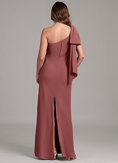 Azazie Capri Vestidos de damas de honor Vestido de Amatista de Gasa de Corte en A con Hombro unilateral image2