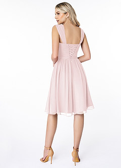 Azazie Angie Bridesmaid Dresses Blushing Pink A-Line Corset Chiffon Dress image2