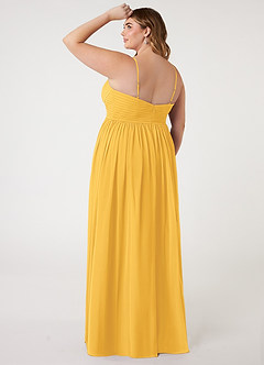 Azazie Alia Bridesmaid Dresses Marigold A-Line Pleated Chiffon Dress image9