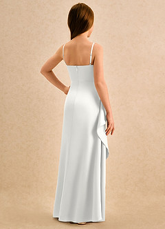 Azazie Cannoli Girls Formal Flower Girl Dresses White A-Line Pleated Stretch Satin Dress image2