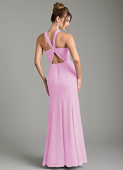 Azazie Rue Bridesmaid Dresses Candy Pink A-Line Halter Chiffon Dress image2