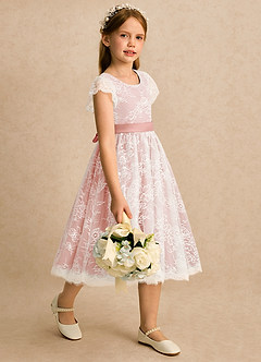 Azazie Maisie Flower Girl Klänningar Klänning A-linje i Spets image4