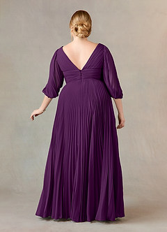 Azazie Zahara Mère de la mariée Robes Robe Trapèze en Mousseline de soie Col V plissé Grain De Raisin image8
