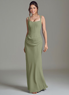 Azazie Niamh Bridesmaid Dresses Pistachio Mermaid Corset Chiffon Dress image4