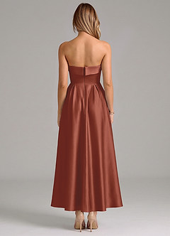 Azazie Lucienne Suknie dla druhen Linia A Pofałdowany Satyna elastyczna Długość kostki Sukienka image6