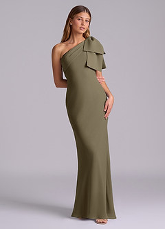 Azazie Yuanna Bridesmaid Dresses Willow Green Mermaid One Shoulder Chiffon Dress image3