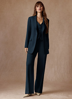 front Rowan Blu Navy Completo 3 pezzi con trama raffinata