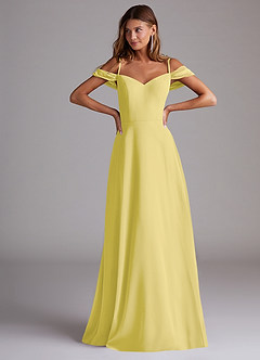 Azazie Marley Bridesmaid Dresses Canary A-Line Off the Shoulder Chiffon Convertible Dress image4