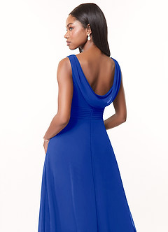 Azazie Karina Brautjungfernkleider A-Linie Plissee Chiffon Kleid Königsblau image4