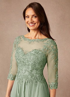 Azazie Corinne Mother of the Bride Dresses Dusty Sage A-Line Sequins Chiffon Dress image6