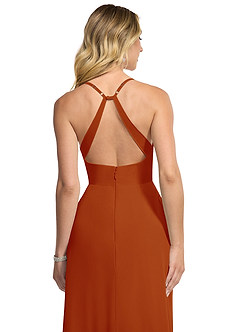 Azazie Davis Bridesmaid Dresses Paprika A-Line V-Neck Chiffon Dress image6