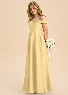 Azazie Sissy Junior Klänning av A-Line i Stretch Satin Off the shoulder image6