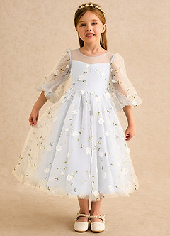Azazie Elowen Flower Girl Dresses White A-Line Sweetheart Neckline Lace Dress image1