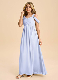 Azazie Lianne Junior Lavender A-Line Off the Shoulder Chiffon Dress image6