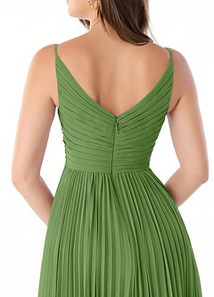 Azazie Raychelle Brautjungfernkleider A-Linie V-Hals Chiffon Kleid Basilikum image7
