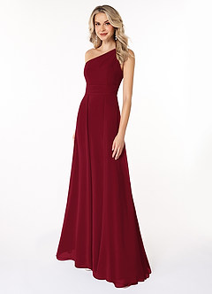Azazie Dallas Jurken voor bruidsmeisjes Jurk van Chiffon met A-Lijn One-Shoulder Bourgondië image1