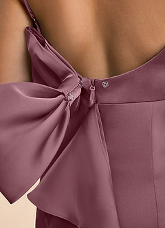 Azazie Lioren Junior Amethyst Sheath Bow Stretch Satin Dress image6