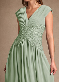 Azazie Hudson Kleider für die Brautmutter A-Linie Spitze Kleid Staubiger Salbeigrün image8