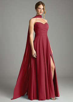 Azazie Ayla Abiti da Damigella Abito A-Line in Chiffon Scollo a Cuore Melograno image1