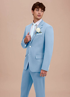 front Ethan Sky Blue Refined Weave Performance Suit Jacket