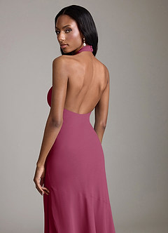 Azazie Lorena Vestidos de damas de honor Vestido de Mora de Gasa de Corte Sirena con Plisado image6