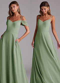 Azazie Marley Bridesmaid Dresses Dusty Sage A-Line Off the Shoulder Chiffon Convertible Dress image7