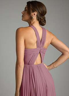 Azazie Afra Bridesmaid Dresses Vintage Mauve A-Line Pleated Chiffon Dress image6