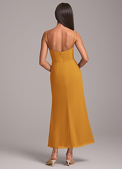 Azazie Saige Bridesmaid Dresses Butterscotch Sheath Off the Shoulder Chiffon Convertible Dress image8