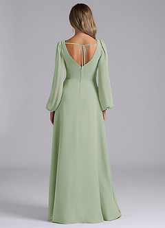Azazie Liah Abiti da Damigella Abito A-Line in Chiffon Maniche Lunghe Verde Salvia image2