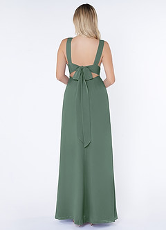 Azazie Christiana Bridesmaid Dresses Eucalyptus A-Line V-Neck Pleated Chiffon Dress image2