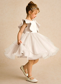 Azazie Chirp Flower Girl Dresses White Alabaster Ball-Gown Tulle Dress image2