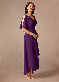 Azazie Pascual Abiti per la Madre della Sposa Abito A-Line in Chiffon Plissettato Uva image6
