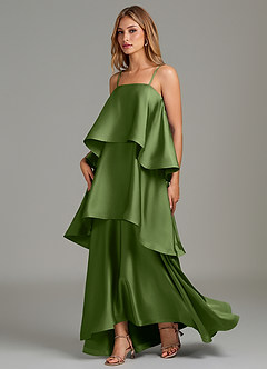 Azazie Azalea Bridesmaid Dresses Juniper A-Line Ruched Stretch Satin Dress image3
