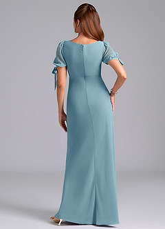 Azazie Pheby Brautjungfernkleider A-Linie Plissee Chiffon Kleid Stimmungsvolles Blau image6