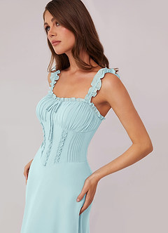 Barbie ♥ Azazie Bridesmaid Dresses Sea Glass A-Line Sweetheart Neckline Chiffon Dress image5