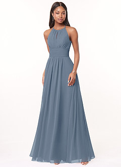 Azazie Bonnie Bridesmaid Dresses Twilight A-Line Keyhole Ruched Chiffon Dress image1
