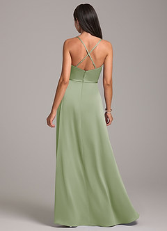 Azazie Naeem Bridesmaid Dresses Dusty Sage A-Line Stretch Satin Dress image6