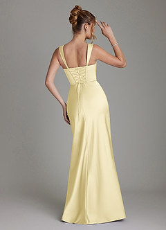 Azazie Agustina Robes de demoiselle d'honneur Robe Sirène en Satin extensible Corset Sorbet Citron image2