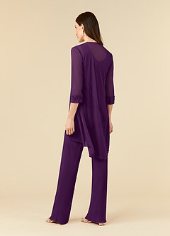 Azazie Frances Mother of the Bride Dresses Grape Jumpsuit/Pantsuit Scoop Mesh Dress image4