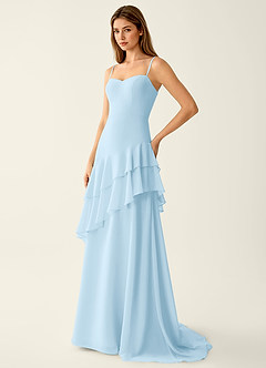 Fiorella Sky Blue Chiffon Ruffled A-line Prom Dress image3