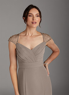 Azazie Blanchett Mother of the Bride Dresses Taupe Mermaid Sequins Chiffon Dress image7