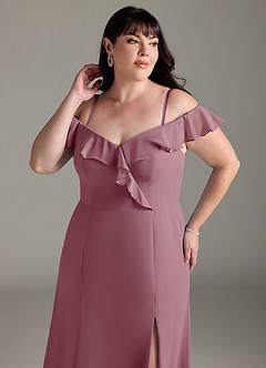 Azazie Sophie Bridesmaid Dresses Vintage Mauve A-Line Off the Shoulder Chiffon Convertible Dress image12