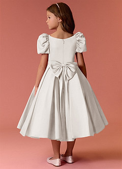Barbie ♥ Azazie Flower Girl Dresses Diamond White Ball-Gown Sweetheart Neckline Stretch Satin Dress image2