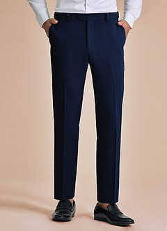 front James Blue Structured Stretch Dress Pants