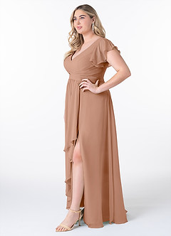 Azazie Omari Bridesmaid Dresses Champagne Rose A-Line Chiffon Dress image9