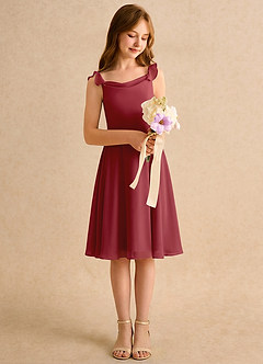 Azazie Pup Girls Formal Flower Girl Klänningar Klänning A-linje i Chiffong Plisserad image3