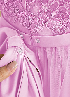 Azazie Cinna Blumenmädchenkleider A-Linie Spitze Tüll Kleid Bonbonrosa image6