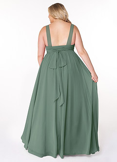 Azazie Kora Bridesmaid Dresses Eucalyptus A-Line Pleated Chiffon Dress image8